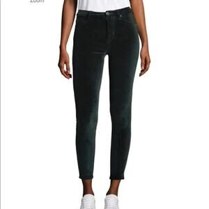 Hudson Barbara Velvet Green Super Skinny Ankle Pants High Waist